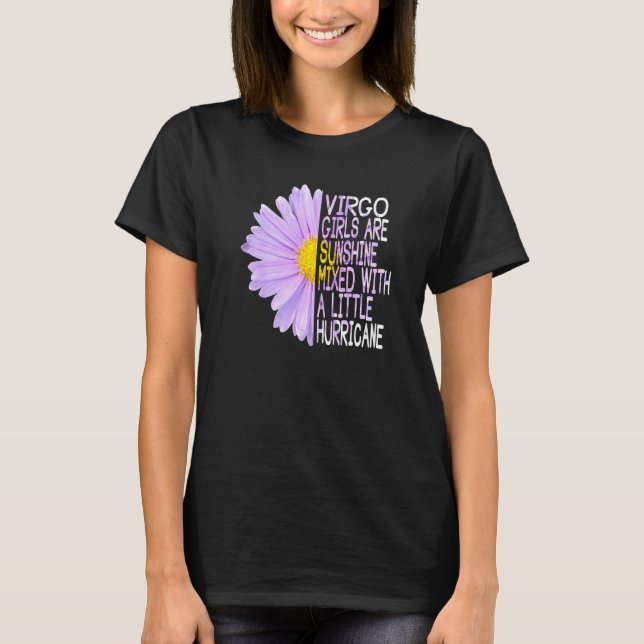 Camiseta Virgo Zodiac cumpleaños Flor Daisy Aster Cute Coto (Anverso)