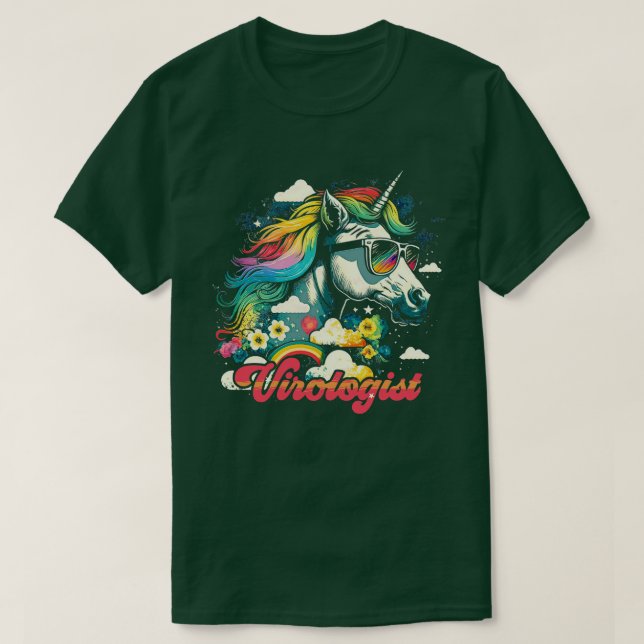 Camiseta Virología de Rainbow Unicorn (Diseño del anverso)