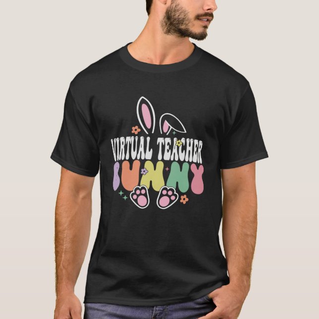 Camiseta Virtual Teacher Bunny Easter Day Groovy Family Mat (Anverso)