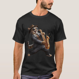 Camiseta Virtuoso saxofón, obviamente, gato de jazz