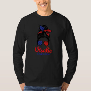 Camiseta Visalia California Peinado Retro Desordenado