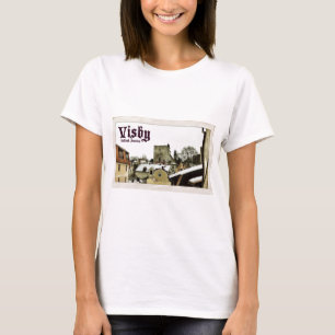 Camiseta Visby, estilo de la postal del vintage de Gotland,