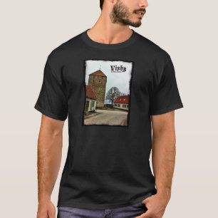 Camiseta Visby, torre de Gotland, Suecia con la frontera
