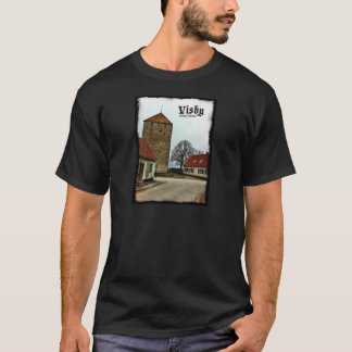 Camiseta Visby, torre de Gotland, Suecia con la frontera