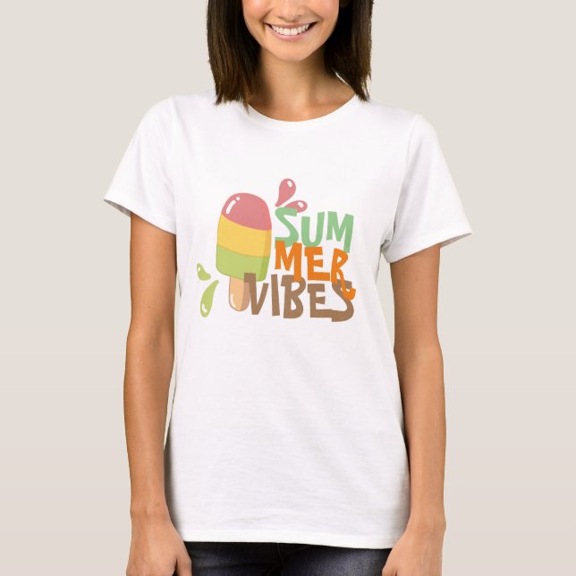 Camiseta Vísceras de verano coloridas y lindas heladas muje (Anverso)