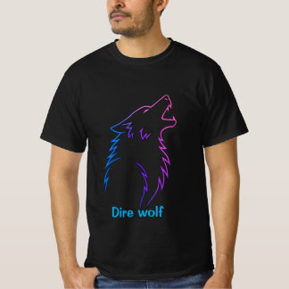 Camiseta VISHNX Lobo Dire Arte Gráfico de Línea Gradiente N