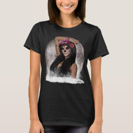 Camiseta Visión de Cráneo de Azúcar Ojos Morados bajo Luna 
