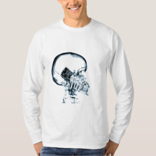 CAMISETA VISIÓN DE RAYOS X SKELETON SKULL EN TELÉFONO - AZU
