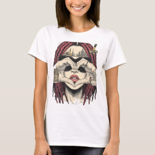 Camiseta Visión del Corazón Urbano: Cabello Rojizo, Silueta