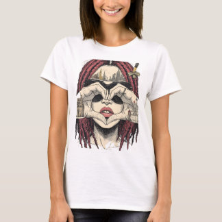 Camiseta Visión del Corazón Urbano: Cabello Rojizo, Silueta