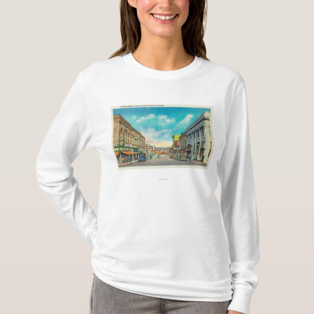Camiseta Visión del este desde StreetPocatello de centro, (Anverso)