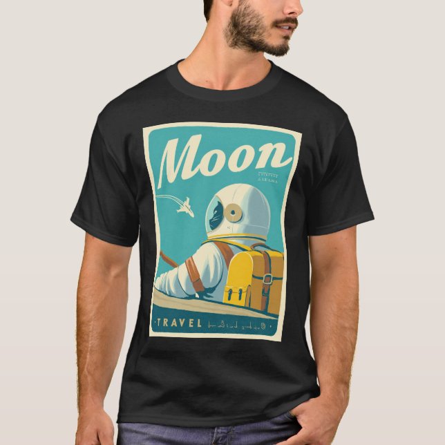 Camiseta Visit the Moon – Retro Space Travel Poster (Anverso)
