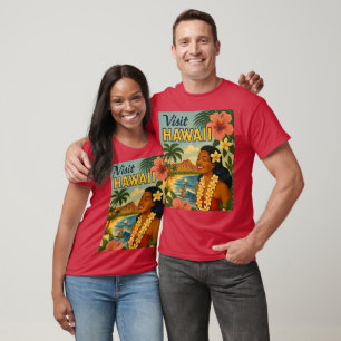 Camiseta Visita a Hawái de mediados de siglo Arte turístico