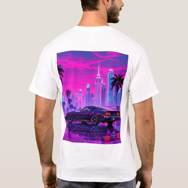 Camiseta Visita a la ciudad de Neon con coches (Reverso)
