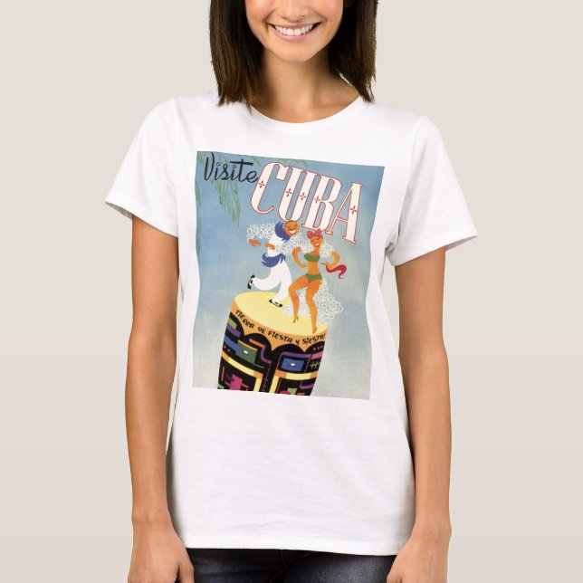 Camiseta Visita Cuba Tiki Fiesta Siesta Isla Vintage (Anverso)