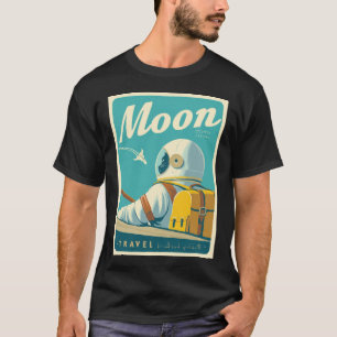 Camiseta Visita la Luna – Póster Retro de Viaje Espacial