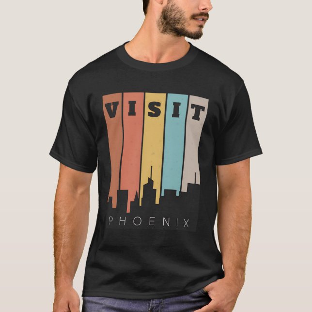 Camiseta Visita Phoenix El Valle Del Sol Skyline Retro (Anverso)