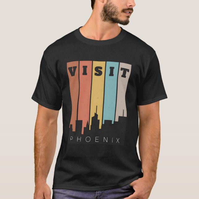 Camiseta Visita Phoenix El Valle Del Sol Skyline Retro (Anverso)
