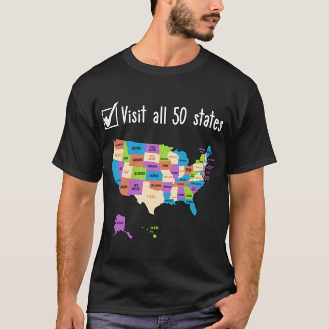 Camiseta Visitado Todos Los 50 Estados Ee.Uu. Map Travel (Anverso)