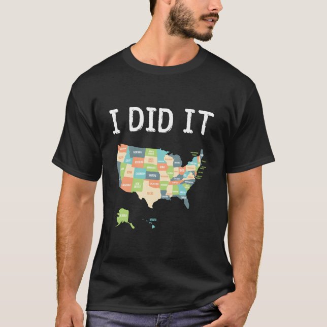 Camiseta Visitó El Mapa De Viajes De Los 50 Estados Unidos (Anverso)