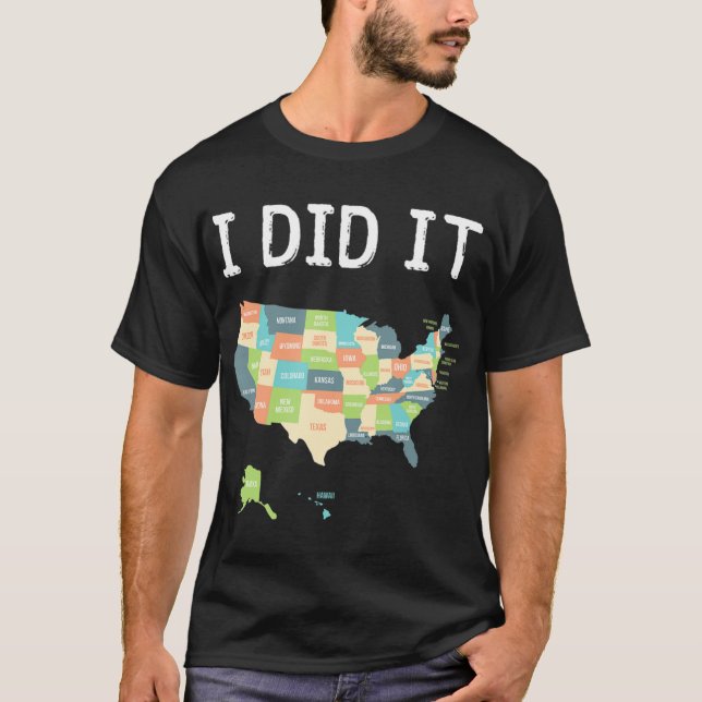 Camiseta Visitó el regalo de los 50 estados, regalo de mapa (Anverso)