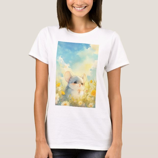 Camiseta Vislumbre Alegre de Flores Silvestres de Chinchill (Anverso)