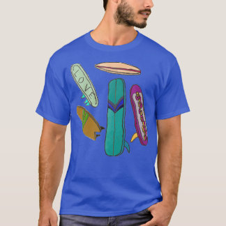 Camiseta vista abstracta de tablas de surf