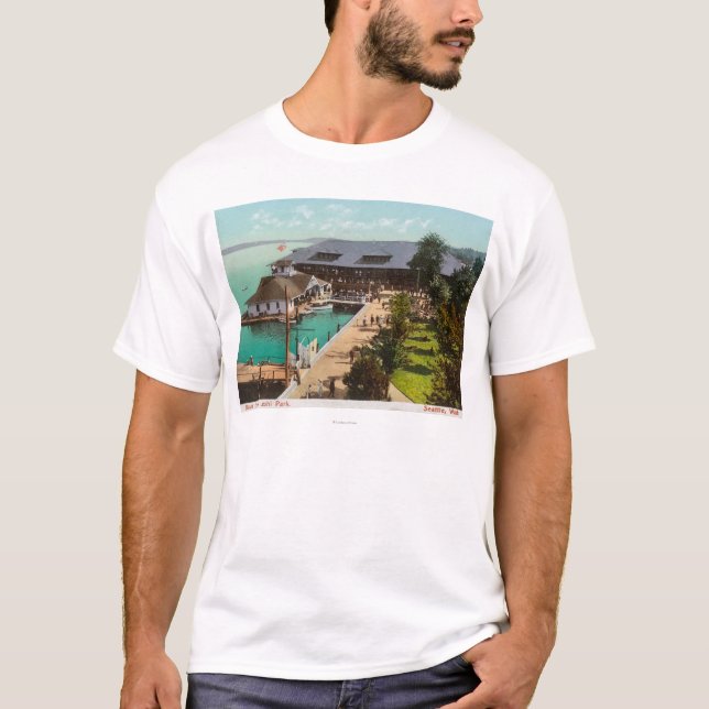 Camiseta Vista aérea de la casa barco, lago, parque de (Anverso)