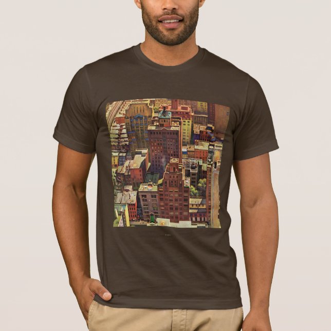 Camiseta Vista aérea de Nueva York por John Falter (Anverso)