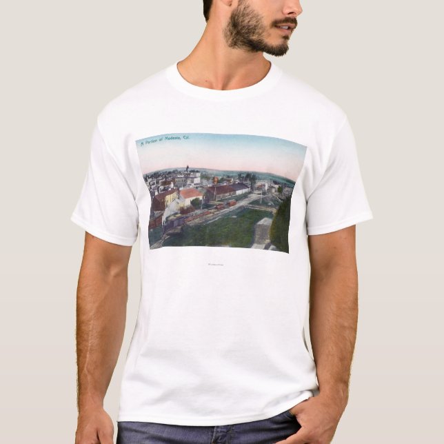 Camiseta Vista aérea de una porción de CityModesto, CA (Anverso)