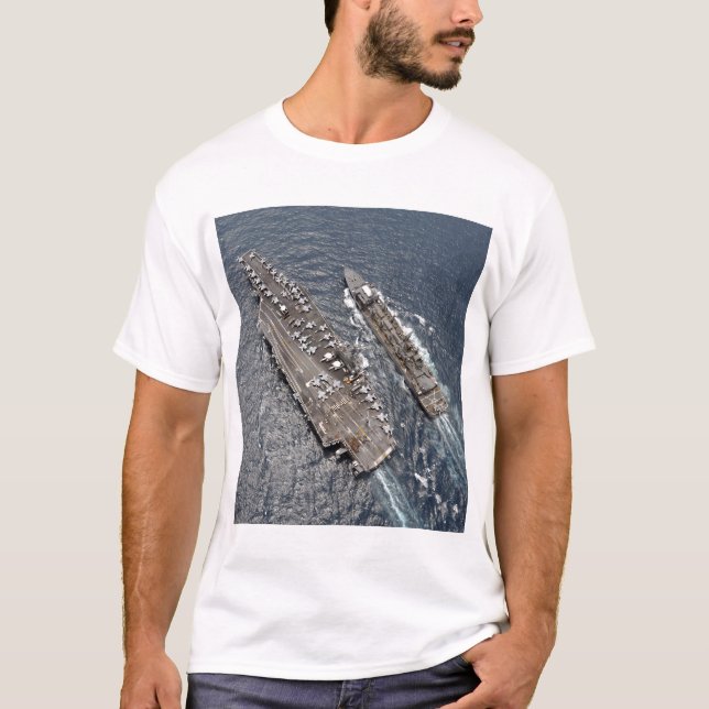 Camiseta Vista aérea del portaaviones USS Ronald Reag (Anverso)