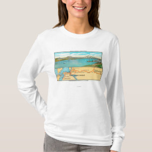 Camiseta Vista aérea del puente y del mapa de Carquinez