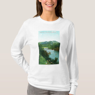Camiseta Vista aérea del río ruso en el campo subió