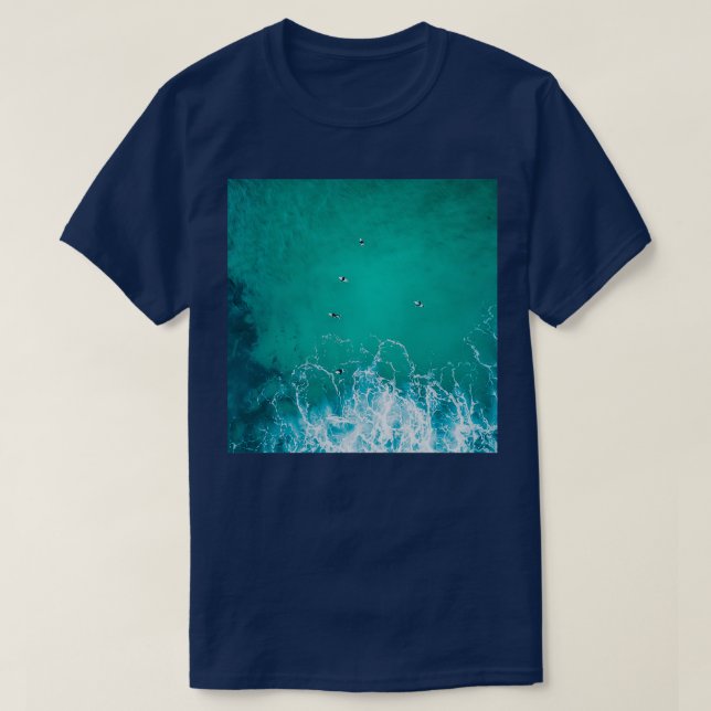 Camiseta Vista aérea playa azul fresco olas oceánicas surfi (Diseño del anverso)