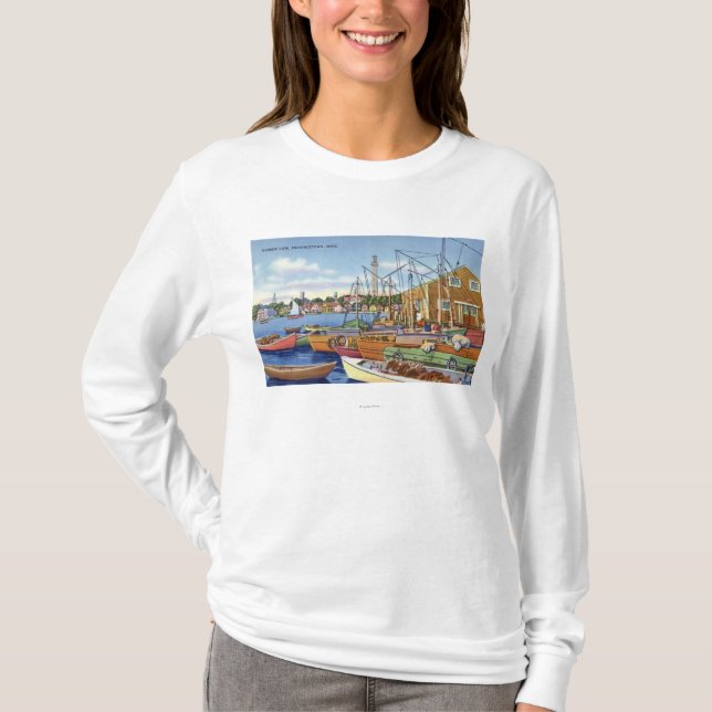 Camiseta Vista de barcos en el puerto (Anverso)