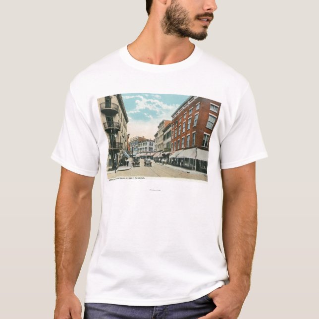 Camiseta Vista de Broadway y de la calle de la esquina del (Anverso)