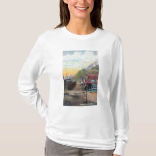 Camiseta Vista de Broadway y del ferrocarril CarsSkagway,