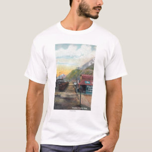 Camiseta Vista de Broadway y del ferrocarril CarsSkagway,