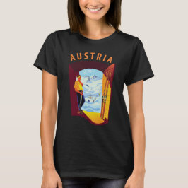 Camiseta Vista de Chalet de Esquí de Austria Retro Viaje