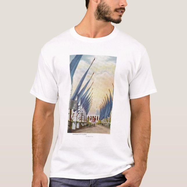 Camiseta Vista de la avenida de Flags, la feria 1934 de (Anverso)