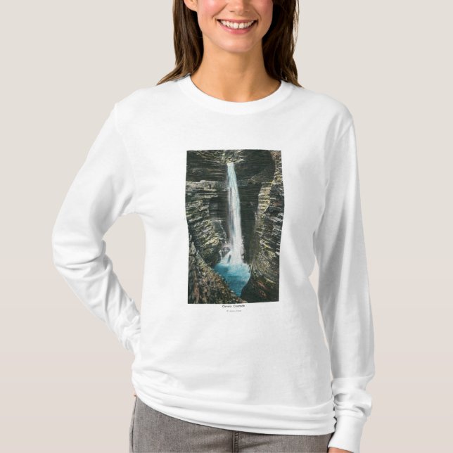 Camiseta Vista de la cascada de la caverna (Anverso)