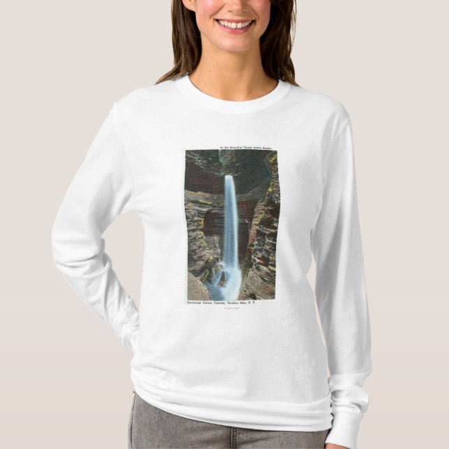 Camiseta Vista de la cascada espectacular de la caverna (Anverso)