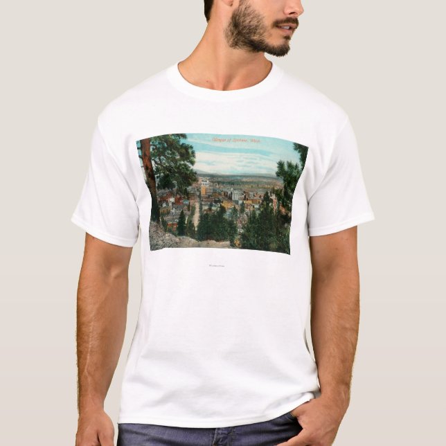 Camiseta Vista de la ciudad a través de los árboles (Anverso)