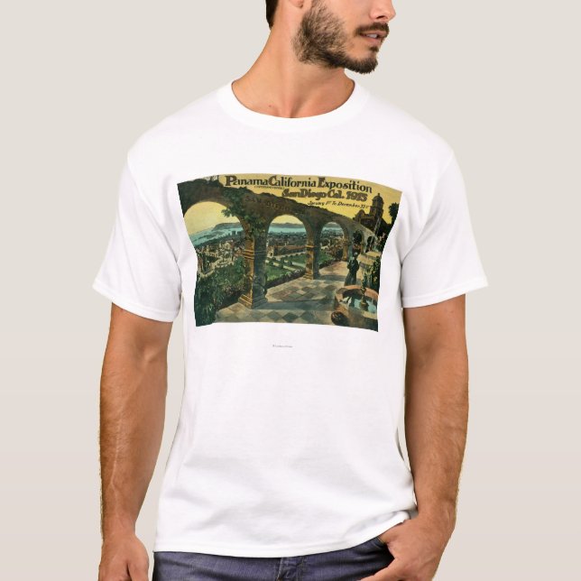 Camiseta Vista de la ciudad de una misión, expo de (Anverso)