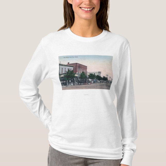 Camiseta Vista de la ciudad principal de StreetScott, KS (Anverso)
