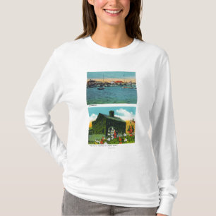Camiseta Vista de la costa, cabaña vieja de la hiedra en