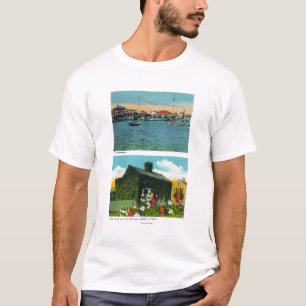 Camiseta Vista de la costa, cabaña vieja de la hiedra en