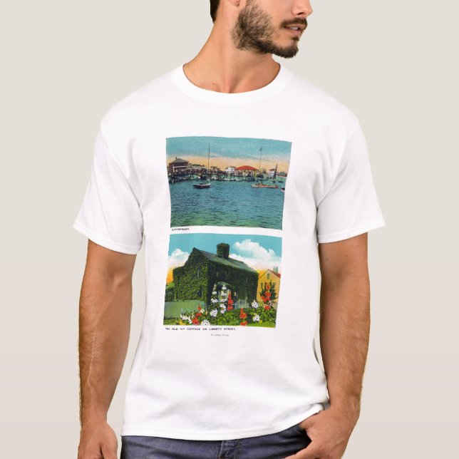 Camiseta Vista de la costa, cabaña vieja de la hiedra en (Anverso)