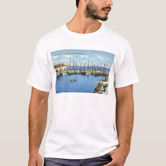 Camiseta Vista de la flota pesquera en el puerto (Anverso)