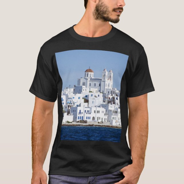 Camiseta Vista de la isla de Naoussa Village Paros (Anverso)